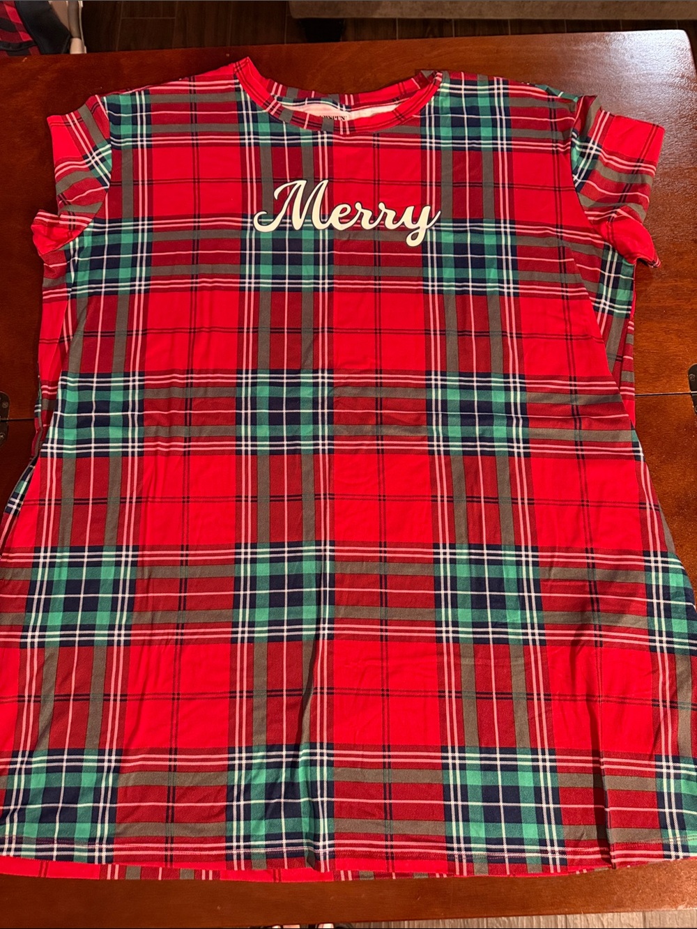 Women's Red Plaid 'Merry' Short-Sleeve Sleep Shirt
